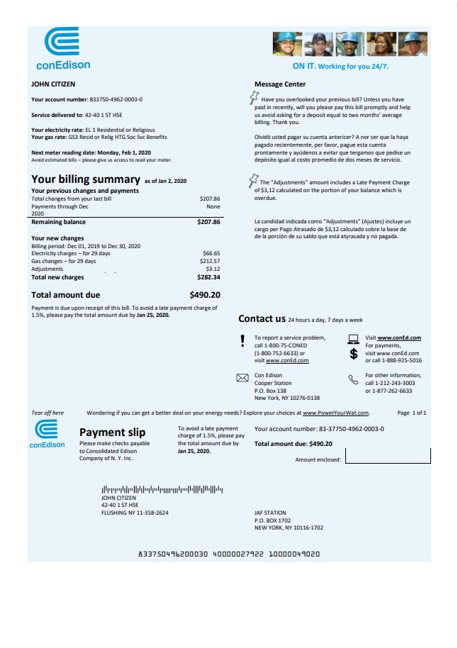  Minol USA business utility bill 
